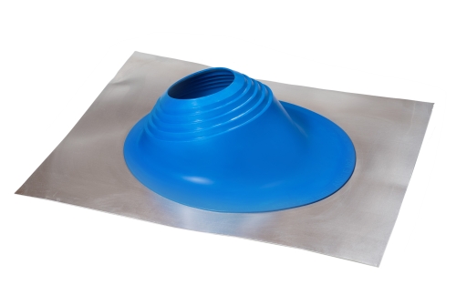 Проходной элемент MF угловой №2 (180-280мм) +240 силиконовый (металлический неокрашенный фланец) синий