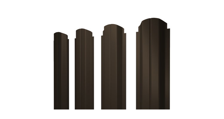 Штакетник П-образный А фигурный 0,45 PE-Double RR 32 темно-коричневый