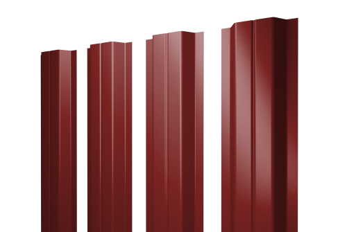 Штакетник П-образный A с прямым резом 0,5 Satin RAL 3011 коричнево-красный