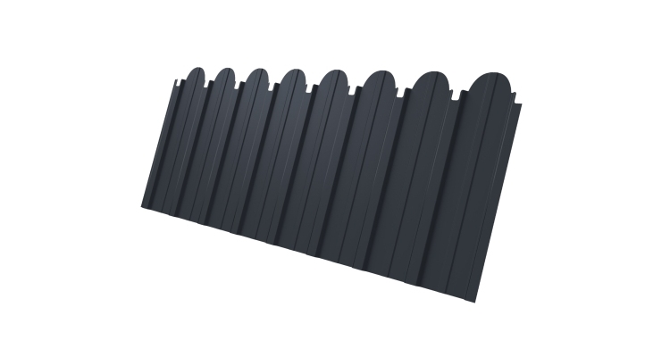 Профнастил C10A фигурный Grand Line 0.5 GreenCoat Pural BT, matt с пленкой RR 23 темно-серый