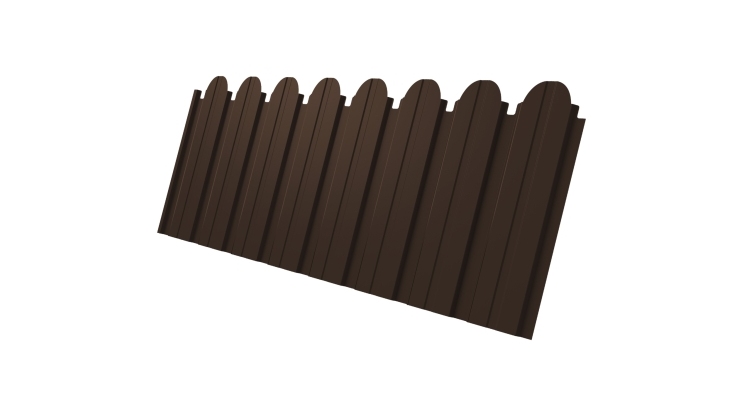 Профнастил С10В фигурный Grand Line 0.5 GreenCoat Pural BT, matt с пленкой RR 887 шоколадно-коричневый