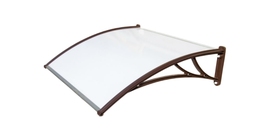 Козырек Krovent из поликарбоната 1500х930х280 молочный (коричневый кронштейн)