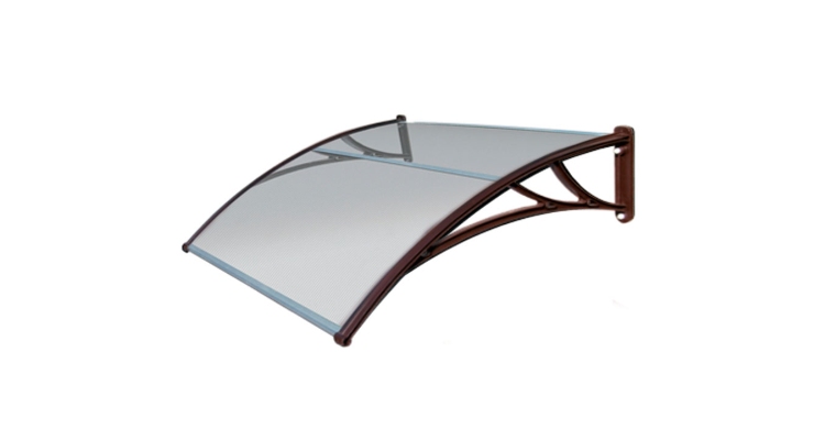 Козырек Krovent из поликарбоната 1200х930х280 прозрачный (коричневый кронштейн)